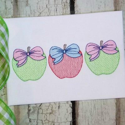apple trio sketch embroidery design